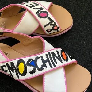 Authentic Like New Love Moschino logo strap sandals women’s size 37